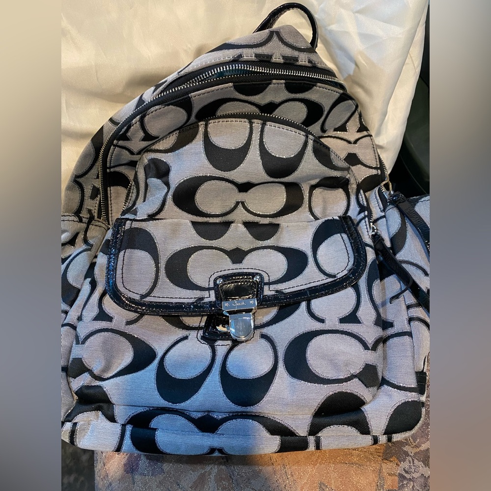 Coach backpack . Black gray and silver L